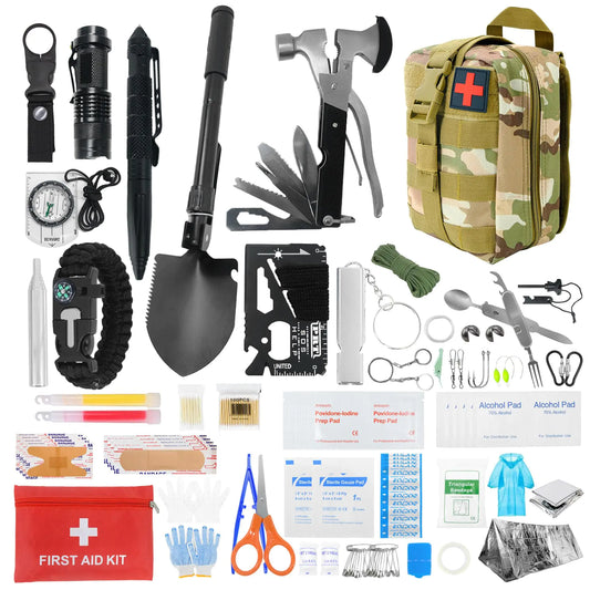 Ultieme 404-delige outdoor survival kit - Groen