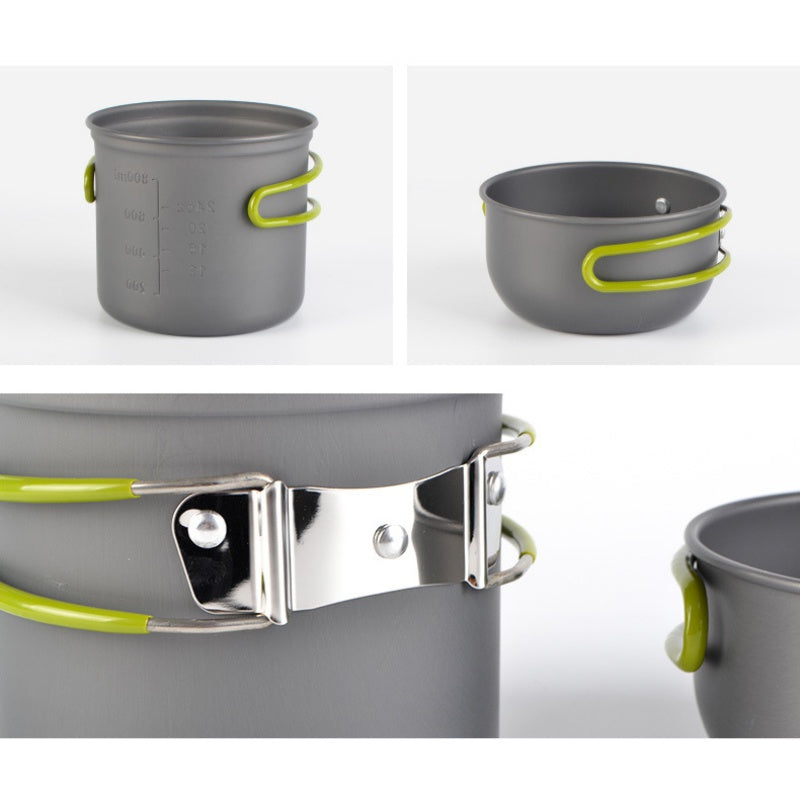 Camping Cookware Set with Foldable Handle Pot