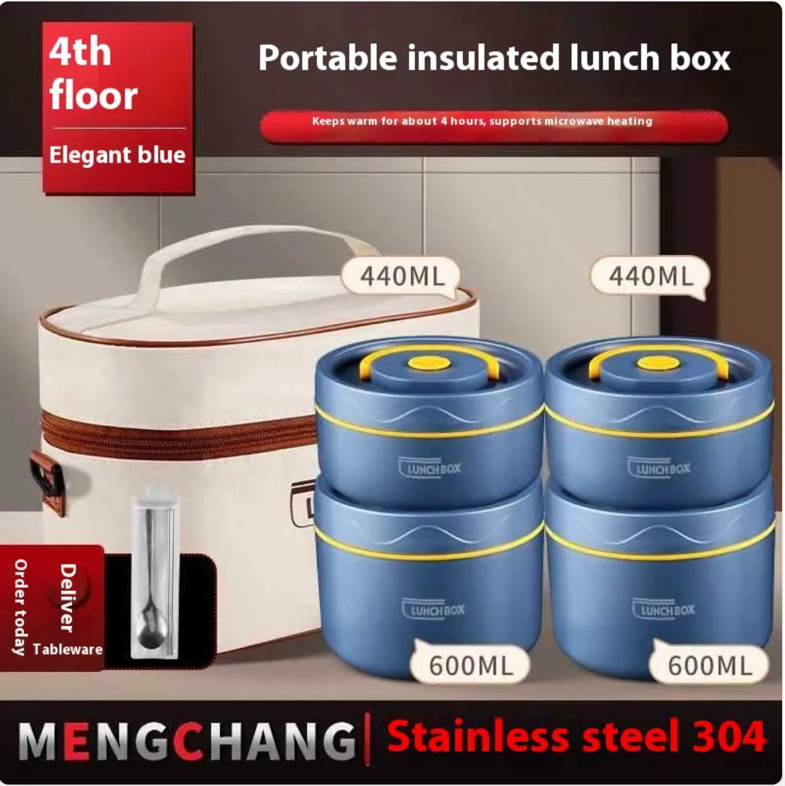 Extra-Long Insulated Stainless Steel Lunch Box