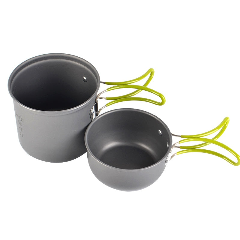Camping Cookware Set with Foldable Handle Pot